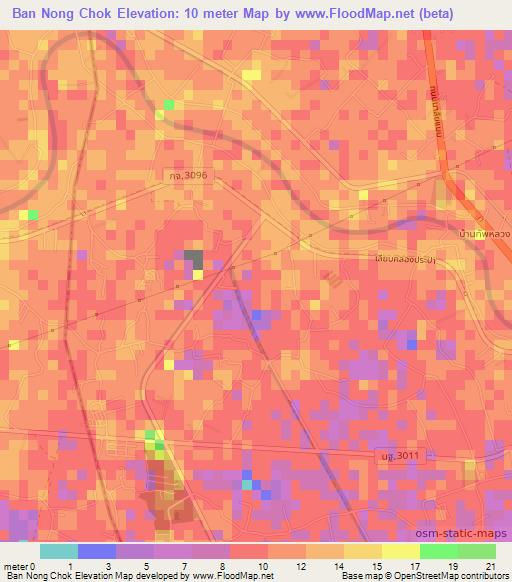 Ban Nong Chok,Thailand Elevation Map