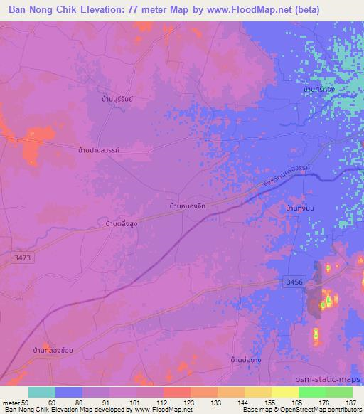 Ban Nong Chik,Thailand Elevation Map