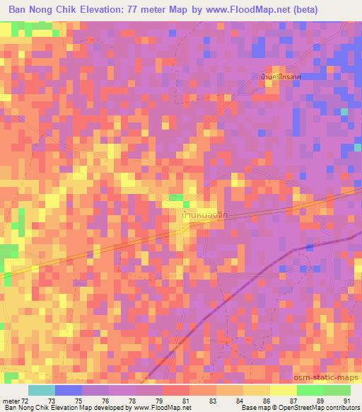 Ban Nong Chik,Thailand Elevation Map