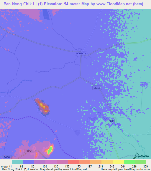 Ban Nong Chik Li (1),Thailand Elevation Map