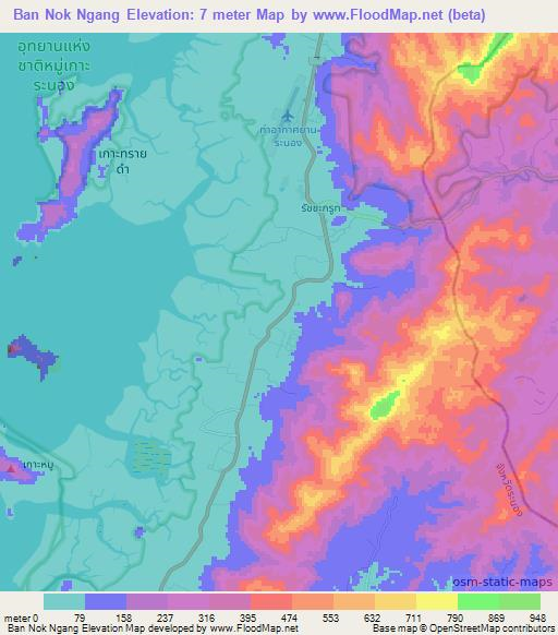 Ban Nok Ngang,Thailand Elevation Map