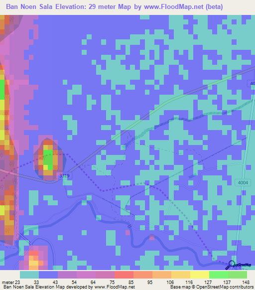 Ban Noen Sala,Thailand Elevation Map