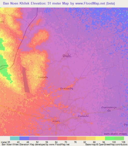 Ban Noen Khilek,Thailand Elevation Map