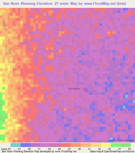 Ban Noen Khaneng,Thailand Elevation Map