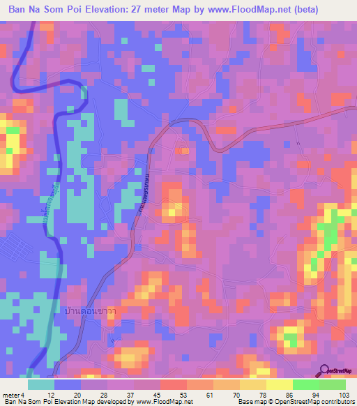 Ban Na Som Poi,Thailand Elevation Map