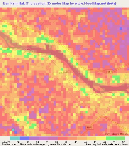 Ban Nam Hak (1),Thailand Elevation Map