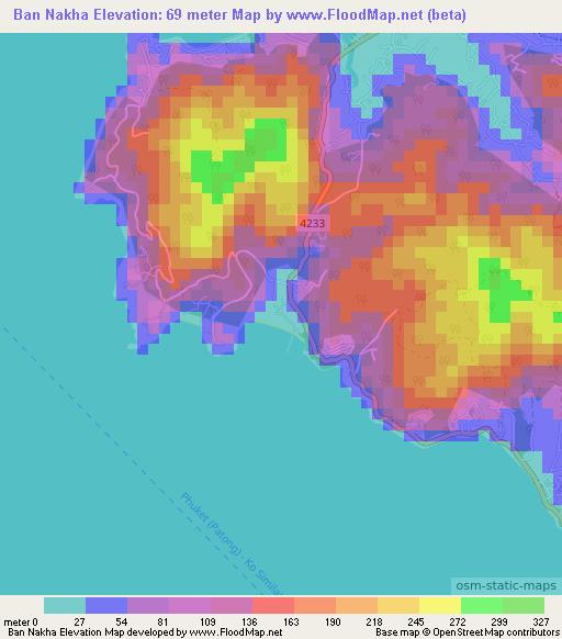 Ban Nakha,Thailand Elevation Map