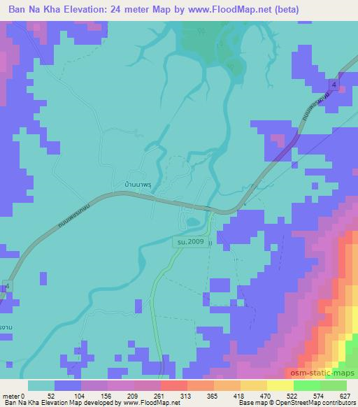 Ban Na Kha,Thailand Elevation Map