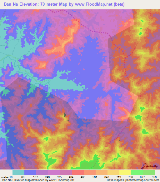 Ban Na,Thailand Elevation Map