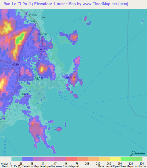 Ban Lo Ti Pa (1),Thailand Elevation Map