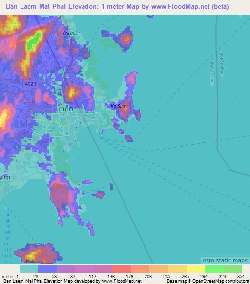 Ban Laem Mai Phai,Thailand Elevation Map