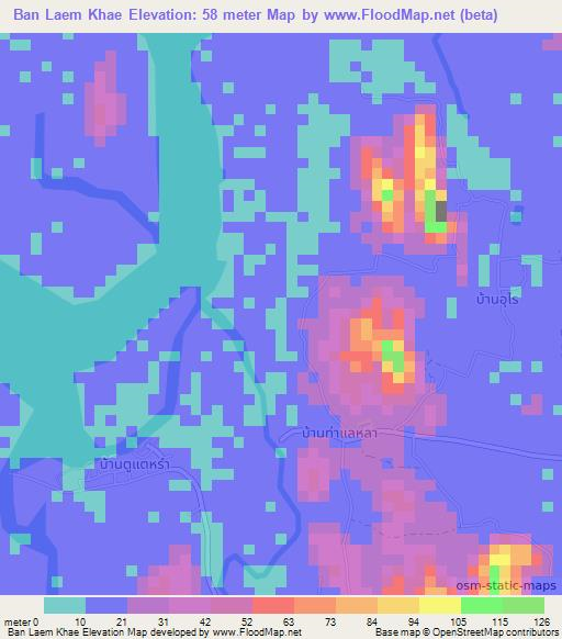 Ban Laem Khae,Thailand Elevation Map