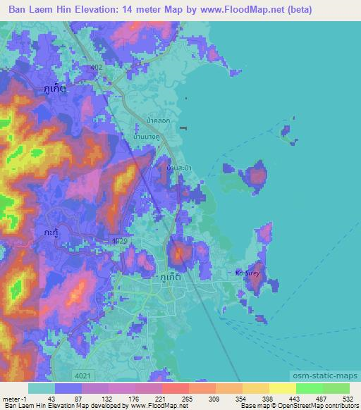Ban Laem Hin,Thailand Elevation Map