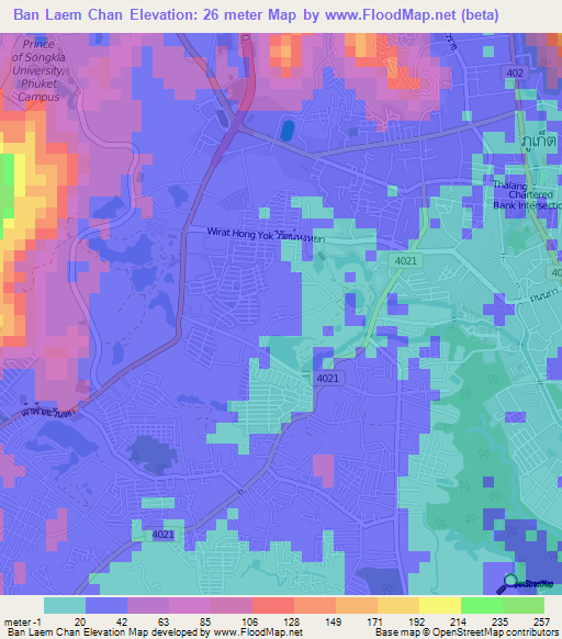 Ban Laem Chan,Thailand Elevation Map