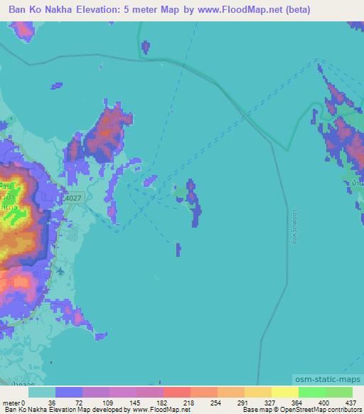 Ban Ko Nakha,Thailand Elevation Map