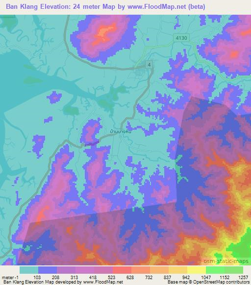 Ban Klang,Thailand Elevation Map