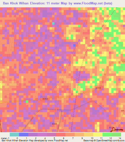 Ban Khok Wihan,Thailand Elevation Map