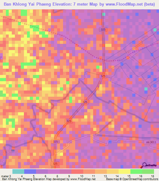Ban Khlong Yai Phaeng,Thailand Elevation Map