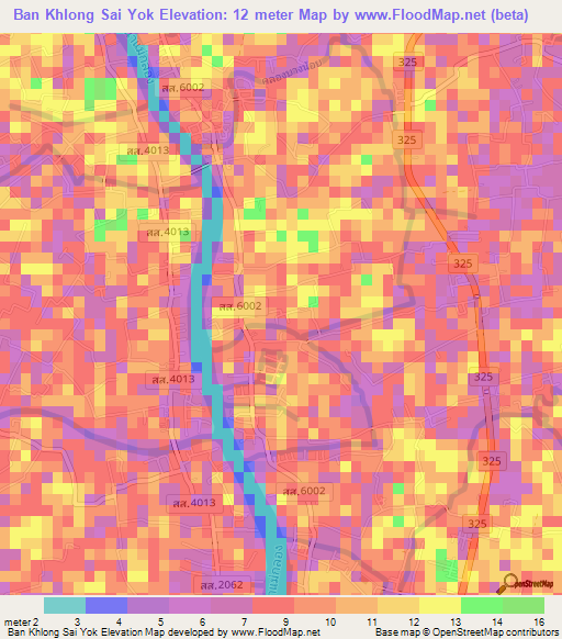 Ban Khlong Sai Yok,Thailand Elevation Map