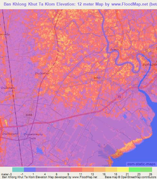 Ban Khlong Khut Ta Klom,Thailand Elevation Map