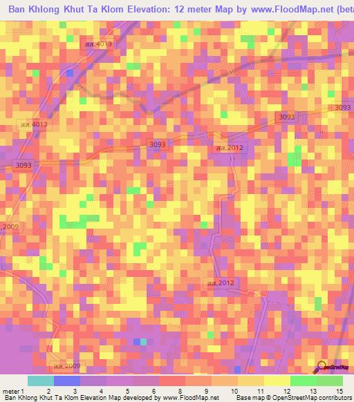 Ban Khlong Khut Ta Klom,Thailand Elevation Map