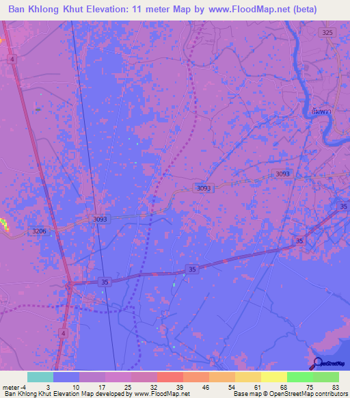 Ban Khlong Khut,Thailand Elevation Map