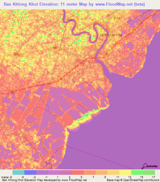 Ban Khlong Khot,Thailand Elevation Map
