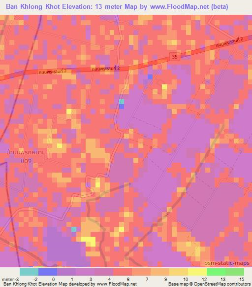 Ban Khlong Khot,Thailand Elevation Map