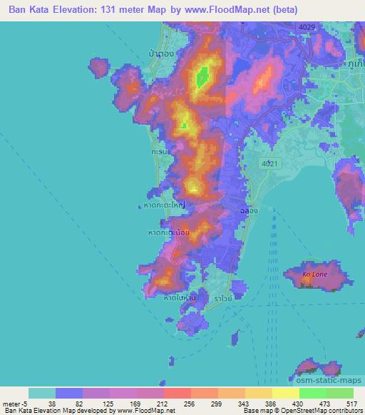 Ban Kata,Thailand Elevation Map