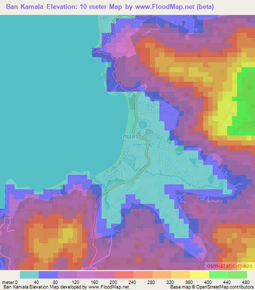 Ban Kamala,Thailand Elevation Map