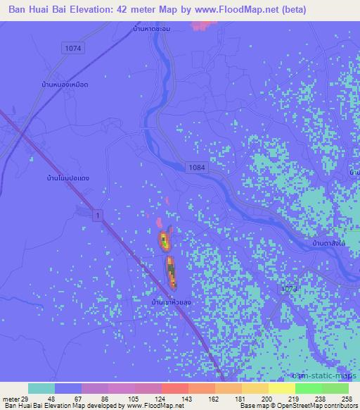 Ban Huai Bai,Thailand Elevation Map
