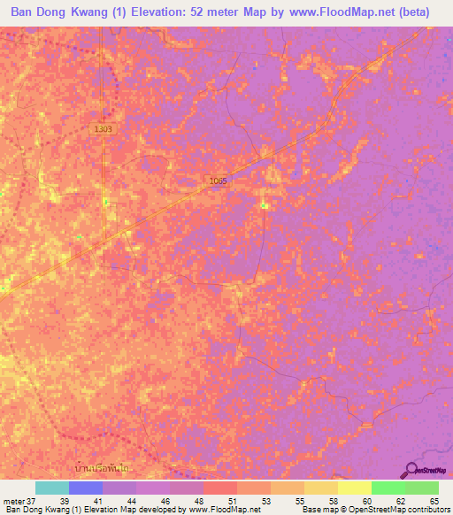 Ban Dong Kwang (1),Thailand Elevation Map
