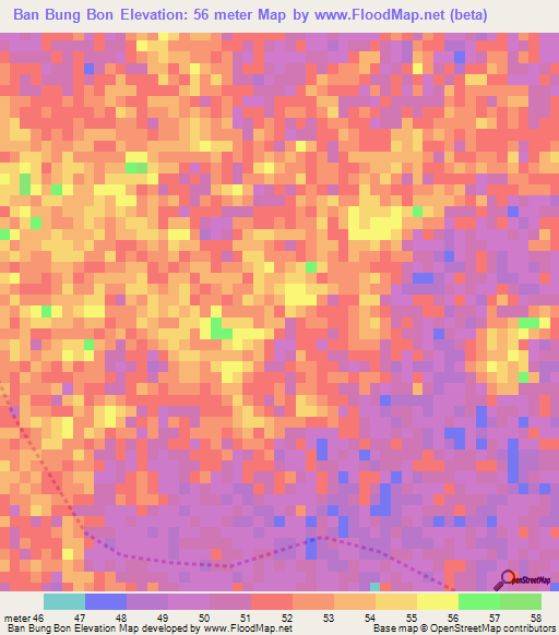 Ban Bung Bon,Thailand Elevation Map