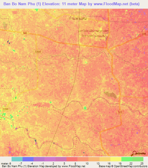 Ban Bo Nam Phu (1),Thailand Elevation Map