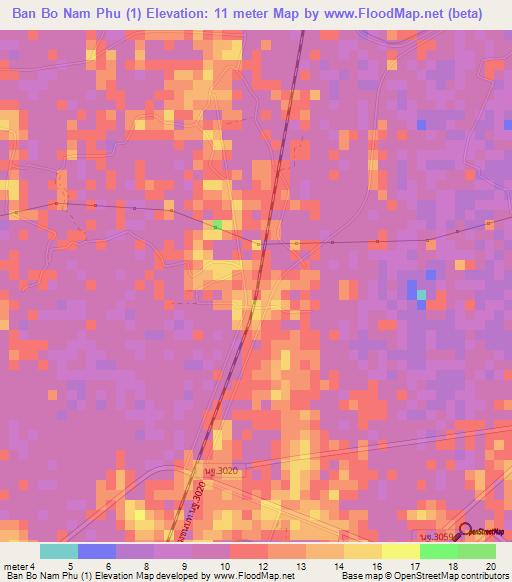 Ban Bo Nam Phu (1),Thailand Elevation Map