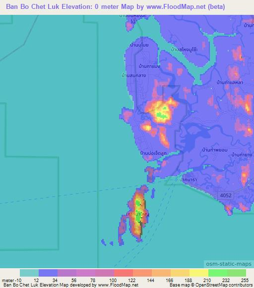Ban Bo Chet Luk,Thailand Elevation Map