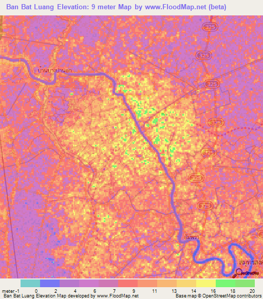 Ban Bat Luang,Thailand Elevation Map