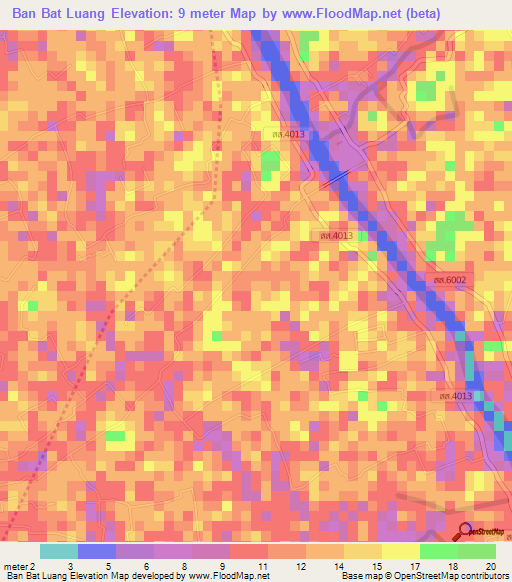 Ban Bat Luang,Thailand Elevation Map