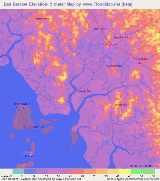 Ban Baraket,Thailand Elevation Map