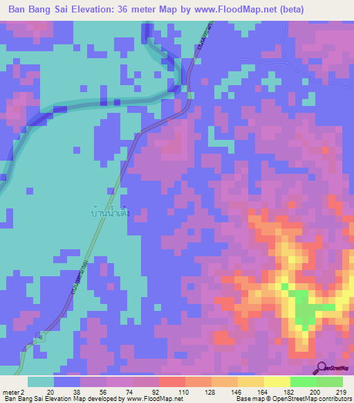 Ban Bang Sai,Thailand Elevation Map
