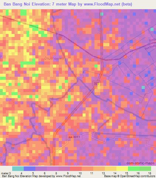 Ban Bang Noi,Thailand Elevation Map