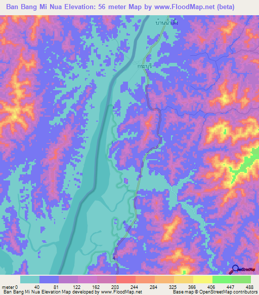 Ban Bang Mi Nua,Thailand Elevation Map