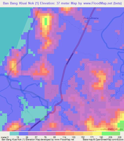 Ban Bang Kluai Nok (1),Thailand Elevation Map