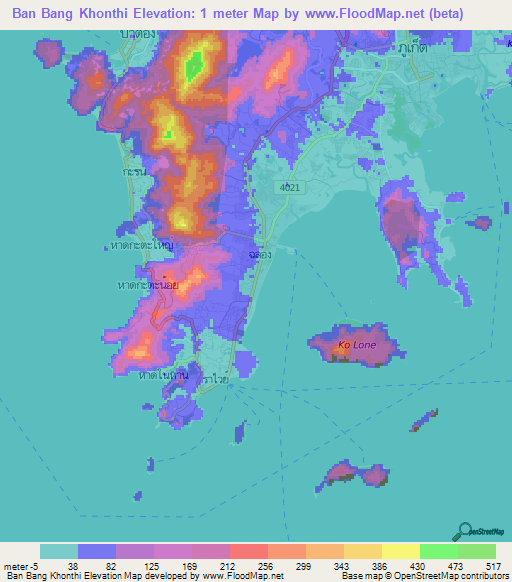 Ban Bang Khonthi,Thailand Elevation Map