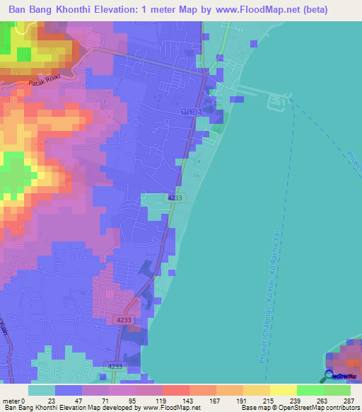 Ban Bang Khonthi,Thailand Elevation Map