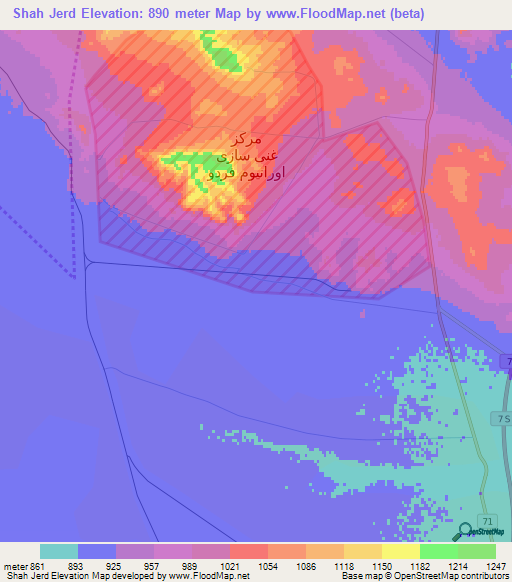 Shah Jerd,Iran Elevation Map