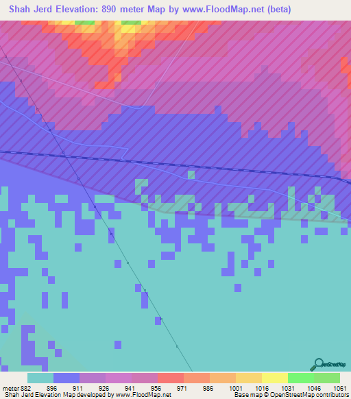 Shah Jerd,Iran Elevation Map