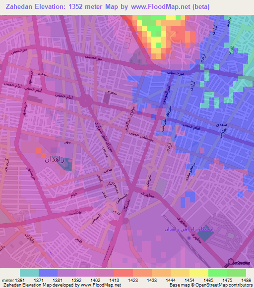 Zahedan,Iran Elevation Map