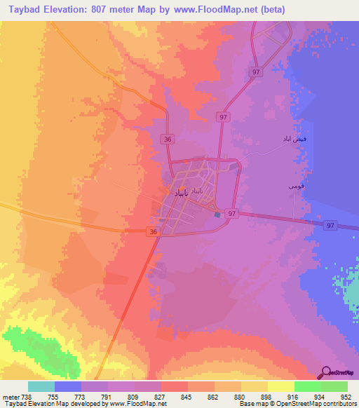 Taybad,Iran Elevation Map