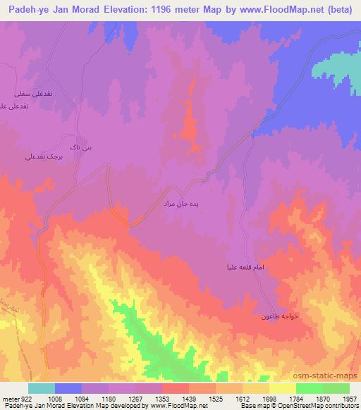 Padeh-ye Jan Morad,Iran Elevation Map